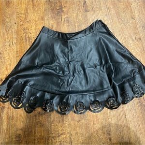 Smak Parlour Pleather Skirt with Rose Detail